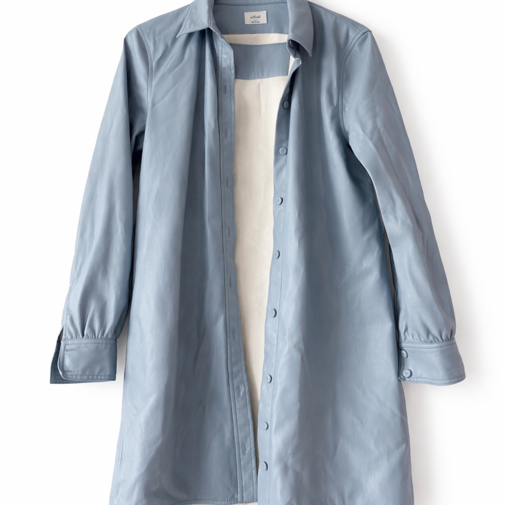 Aritzia Wilfred Sky Blue Leather Jacket Size:XS